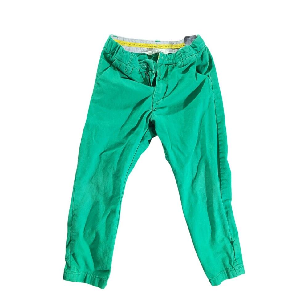 H&M Boys Pants Bright Green Chino Straight Leg Kids 100% Cotton Slacks 4-5 Years